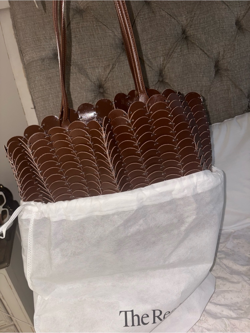 Paco Rabanne Brown Scalloped Tote